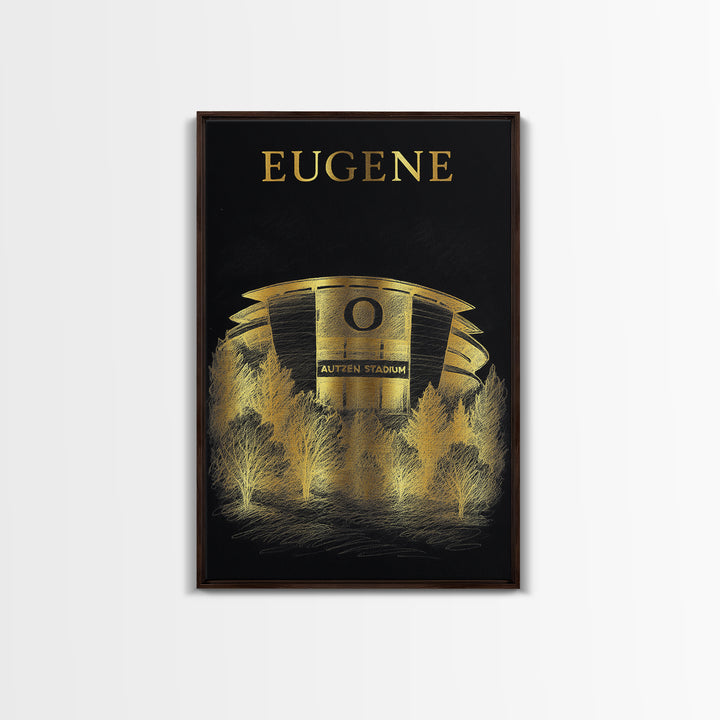 Eugene Oregon Travel Poster, Canvas Print, Elegant Gold City Art, Eugene Art Print, Travel Poster Set, Vintage Travel Art, Travel Wall Art
