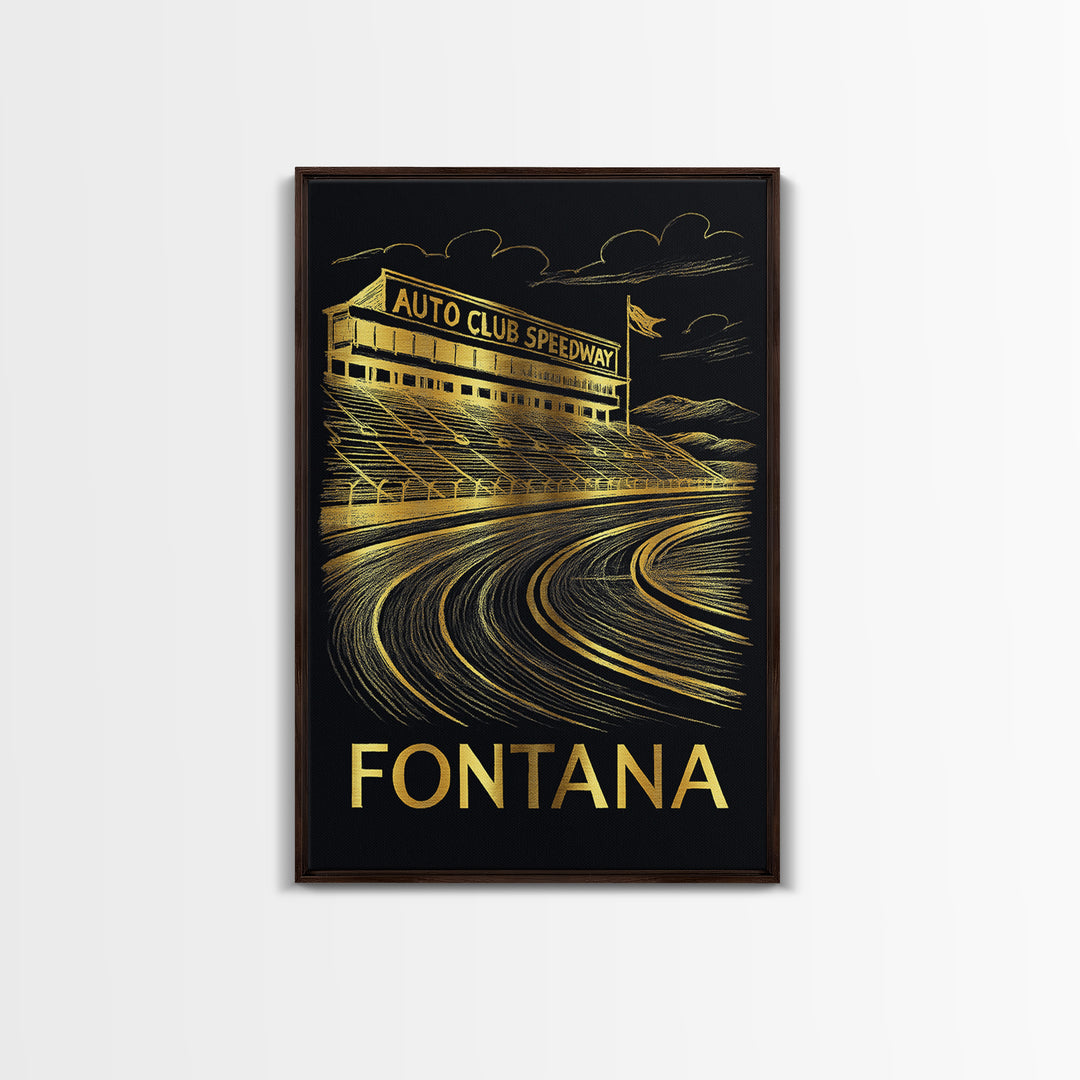 Fontana Travel Poster, Canvas Print, Elegant Gold City Art, Fontana City Art, Mid Century Wall Art, Watercolor Skyline Art, Travel Art Print