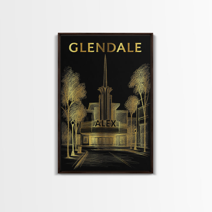 Glendale Arizona Travel Poster, Canvas Print, Dark Background Poster Art, Glendale City Art, Travel Wall Decor, Wall Art, Art Print