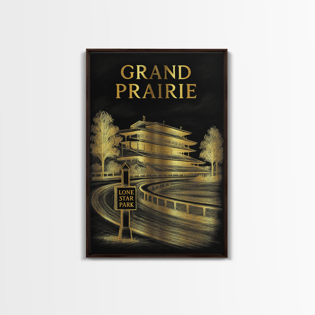 Grand Prarie Travel Poster, Canvas Print, Dark Background Poster Art, Grand Prarie Travel Art, Vintage Travel Print, Living Room Wall Art