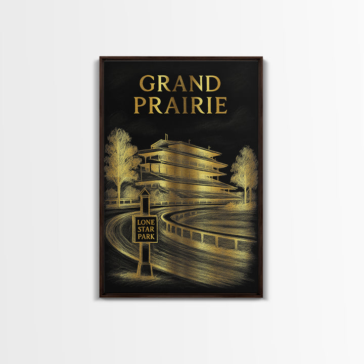 Grand Prarie Travel Poster, Canvas Print, Dark Background Poster Art, Grand Prarie Travel Art, Vintage Travel Print, Living Room Wall Art