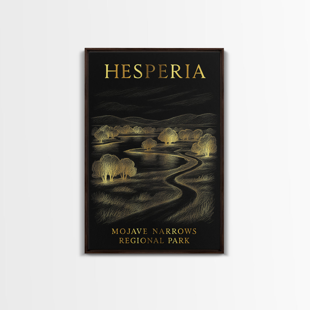 Hesperia California Travel Poster, Canvas Print, Gold Sketch Wall Art, Hesperia Wall Art, City Travel Prints, Wall Art, City Illustration