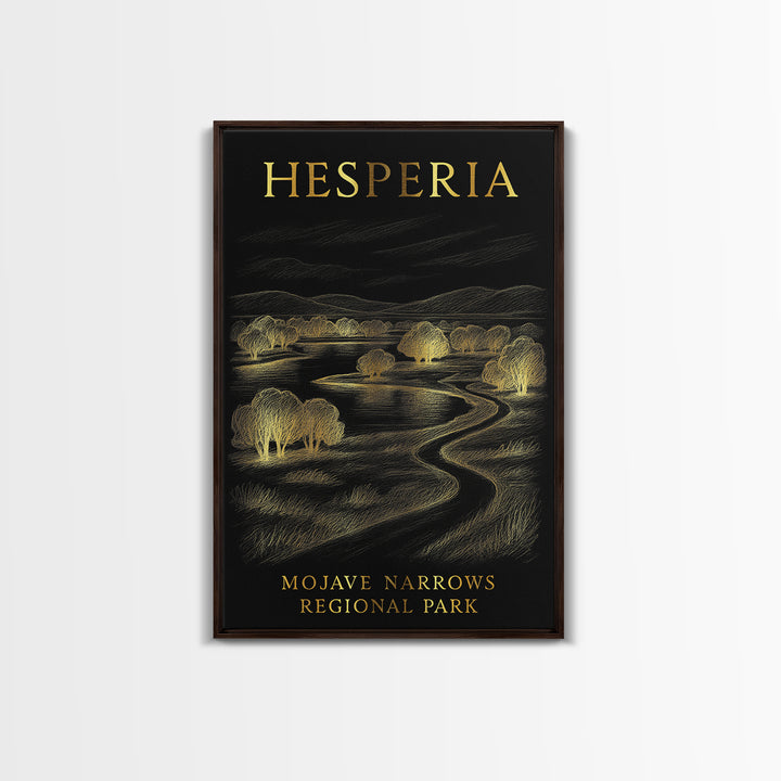 Hesperia California Travel Poster, Canvas Print, Gold Sketch Wall Art, Hesperia Wall Art, City Travel Prints, Wall Art, City Illustration