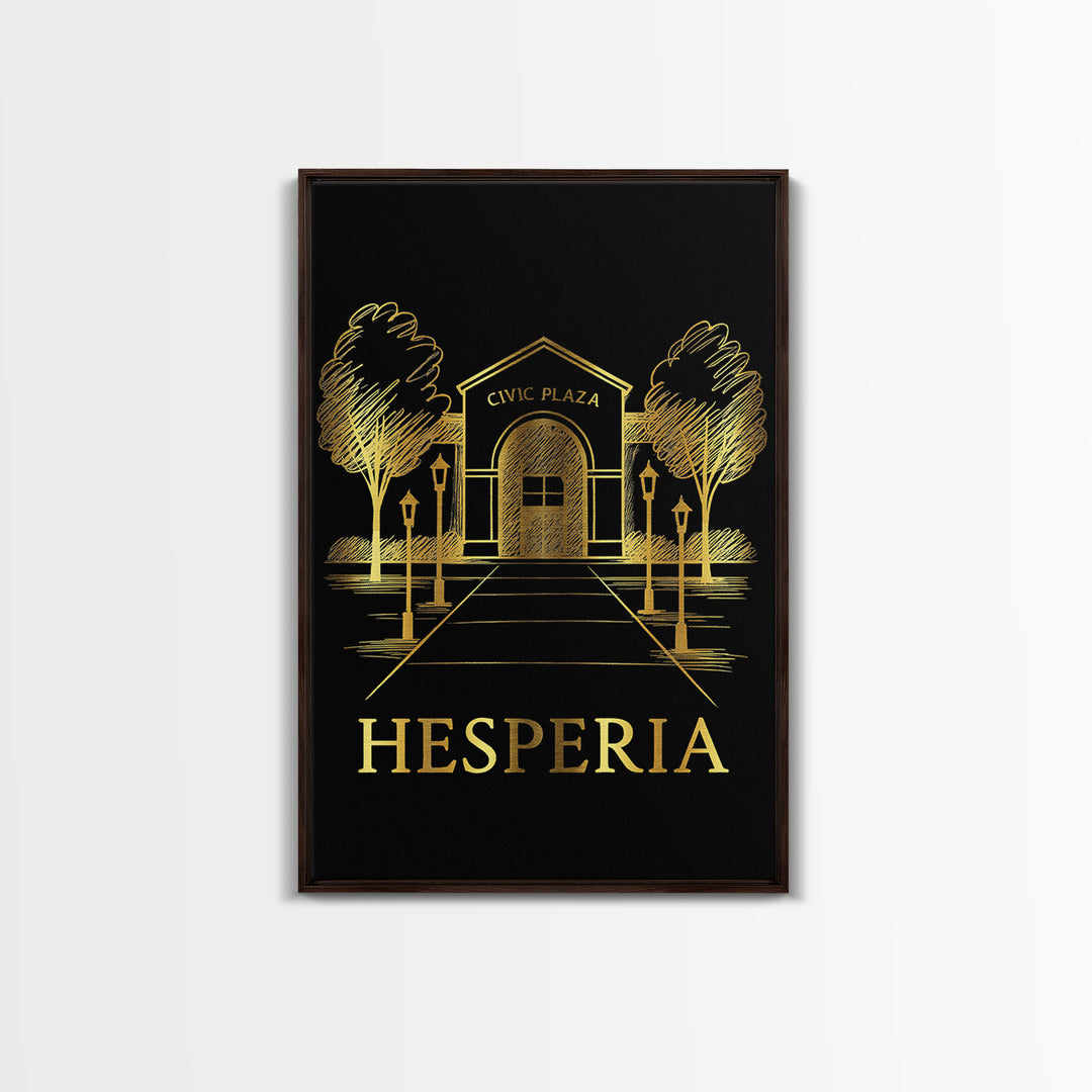 Hesperia Travel Poster, Canvas Print, Dark Background Poster Art, Hesperia Poster Print, Watercolor Skyline, Home Office Decor