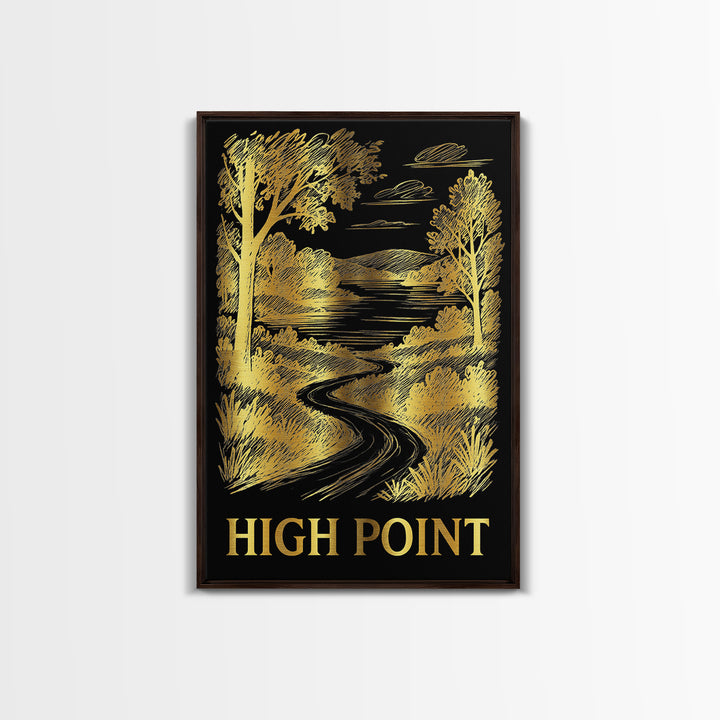 Hight Point Travel Poster, Canvas Print, Elegant Gold City Art, Hight Point City Art, Vintage City Art, Retro Travel Print, Poster Art