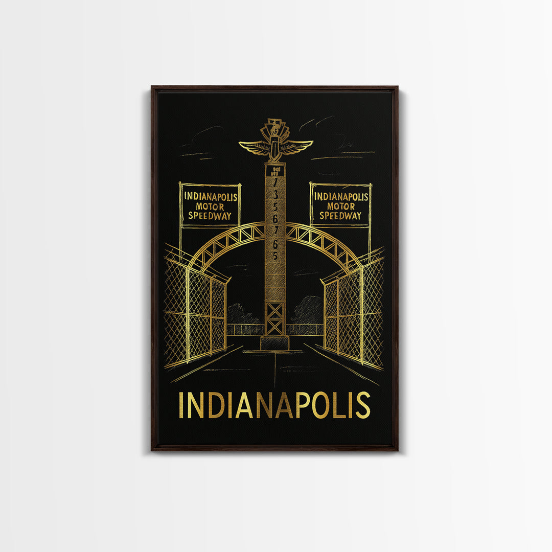 Indianapolis Travel Poster, Framed Canvas Print, Dark Background Poster Art, Indianapolis Wall Art, Wanderlust Decor, City Art Print