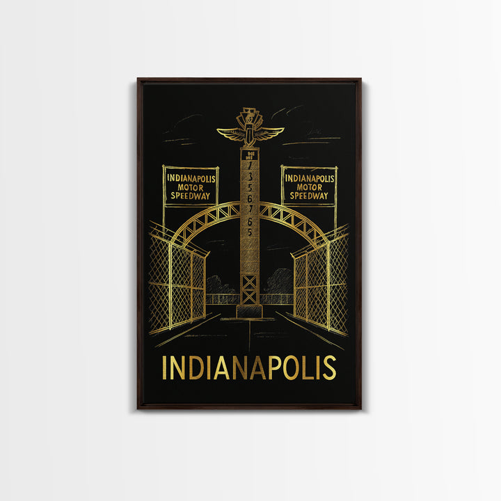 Indianapolis Travel Poster, Framed Canvas Print, Dark Background Poster Art, Indianapolis Wall Art, Wanderlust Decor, City Art Print
