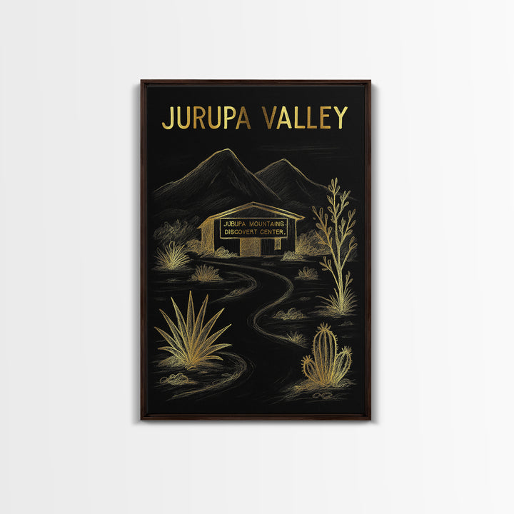 Jurupa Valley California Travel Poster, Canvas Print, Elegant Gold City Art, Jurupa Valley Wall Art, Gift For Travelers, City Travel Prints