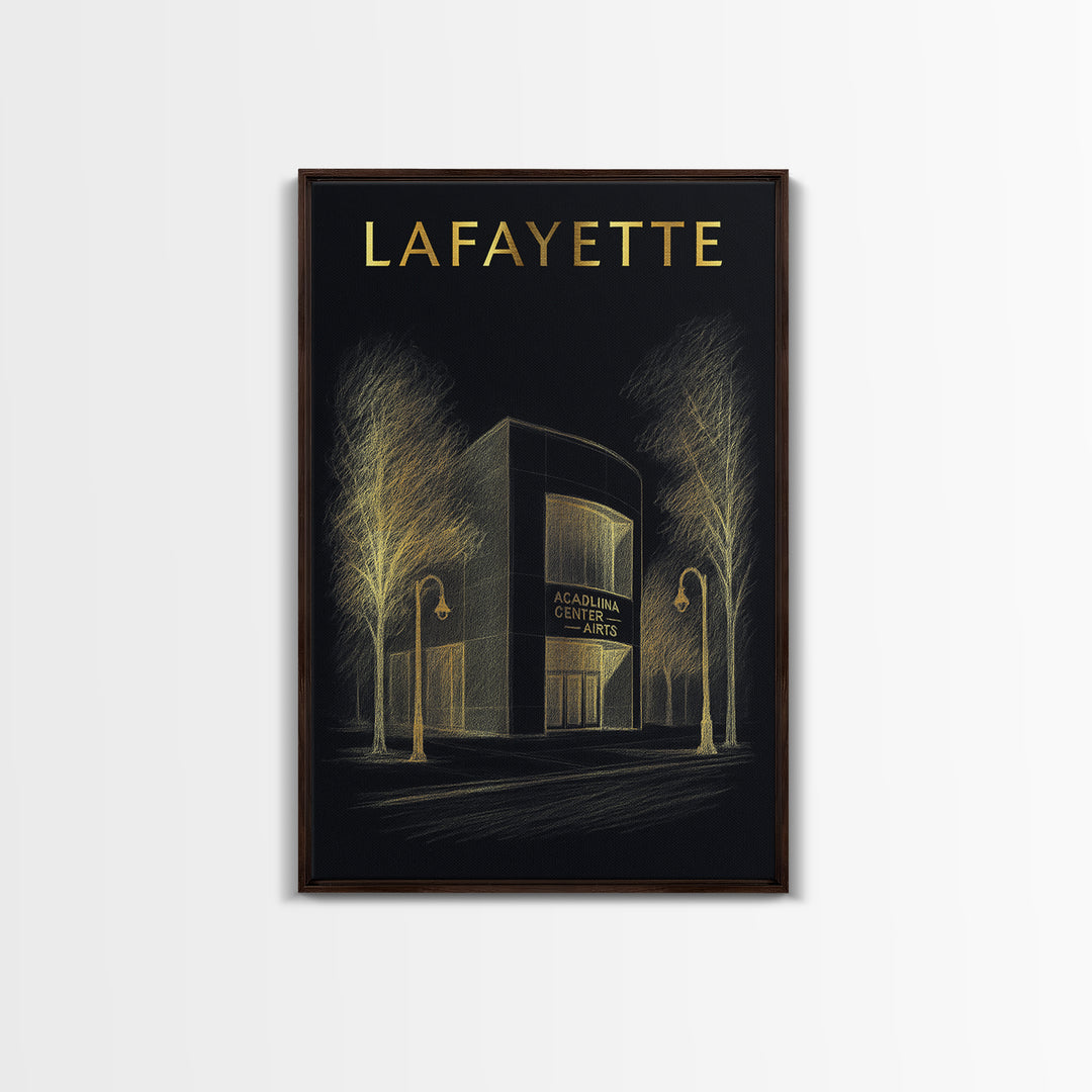 Lafayette Louisiana Travel Poster, Canvas Print, Dark Background Poster Art, Lafayette Poster Print, Fine Art Print, Vintage City Poster