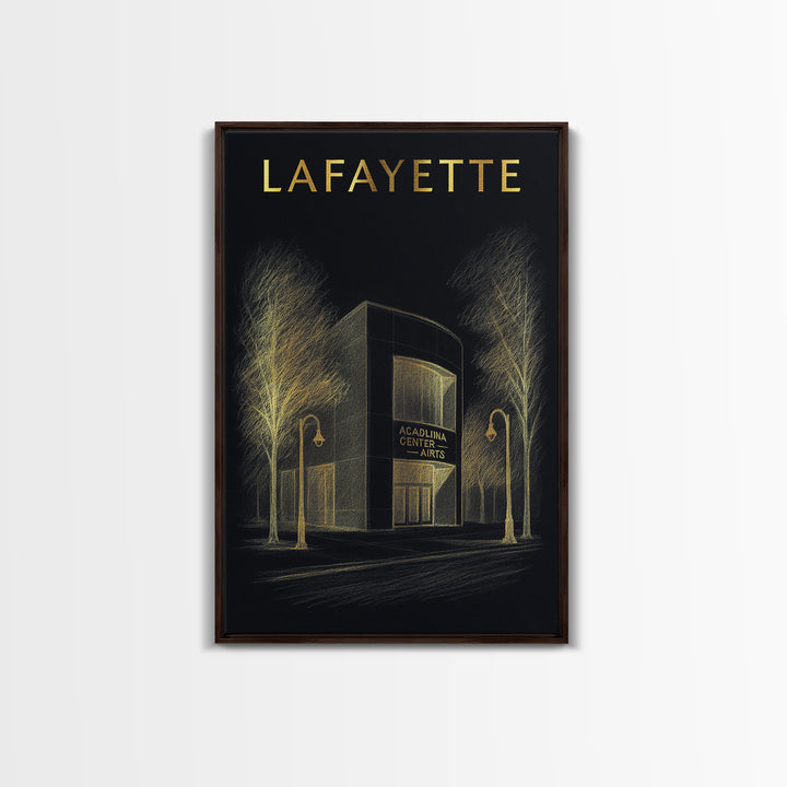 Lafayette Louisiana Travel Poster, Canvas Print, Dark Background Poster Art, Lafayette Poster Print, Fine Art Print, Vintage City Poster