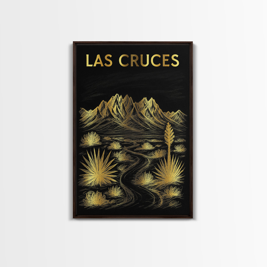 Las Cruces New Mexico Travel Poster, Canvas Print, Dark Background Poster Art, Las Cruces City Art, Living Room Wall Art, Travel Art Print