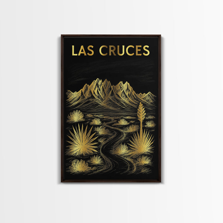 Las Cruces New Mexico Travel Poster, Canvas Print, Dark Background Poster Art, Las Cruces City Art, Living Room Wall Art, Travel Art Print