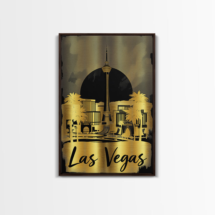 Las Vegas Nevada Travel Poster, Framed Canvas Print, Dark Background Poster Art, Las Vegas Poster Print, Eclectic Wall Decor, Fine Art Print