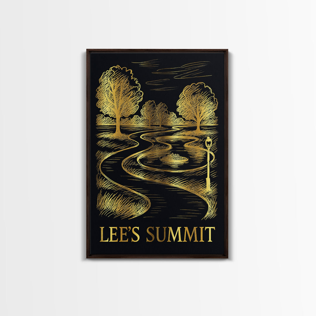 Lees Summit Travel Poster, Canvas Print, Dark Background Poster Art, Lees Summit Wall Art, Living Room Wall Art, Travel Art Print