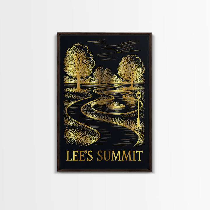 Lees Summit Travel Poster, Canvas Print, Dark Background Poster Art, Lees Summit Wall Art, Living Room Wall Art, Travel Art Print