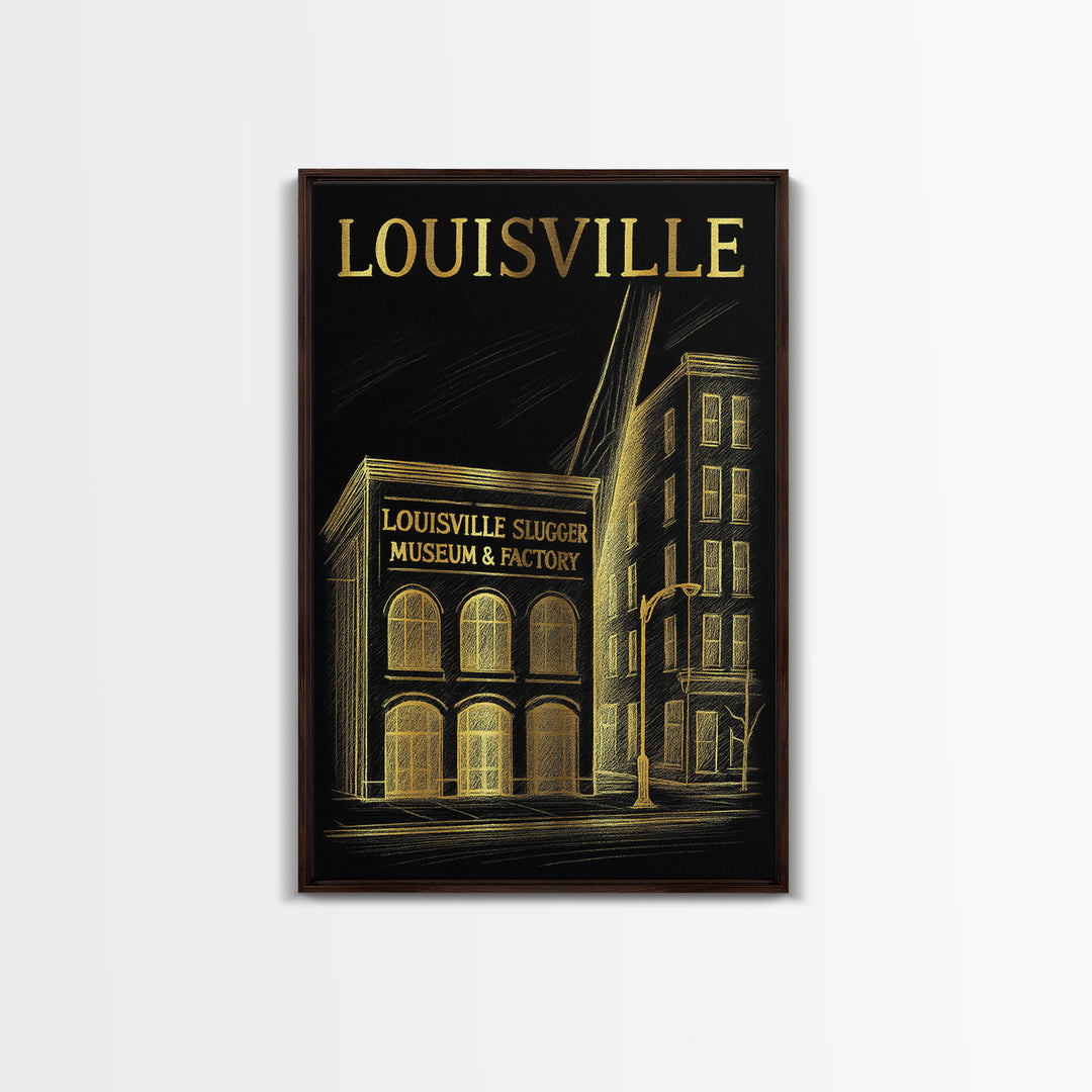 Louisville Kentucky Travel Poster, Canvas Print, Dark Background Poster Art, Louisville Poster Print, Home Office Decor, Wall Art