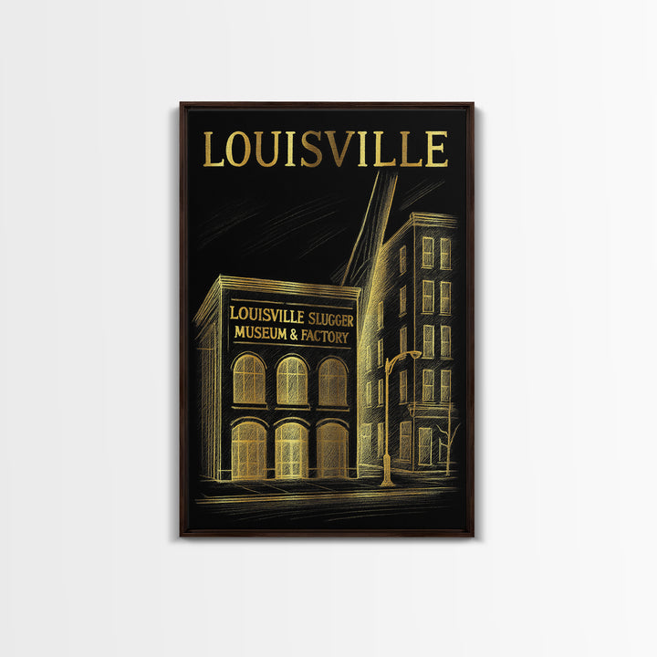 Louisville Kentucky Travel Poster, Canvas Print, Dark Background Poster Art, Louisville Poster Print, Home Office Decor, Wall Art