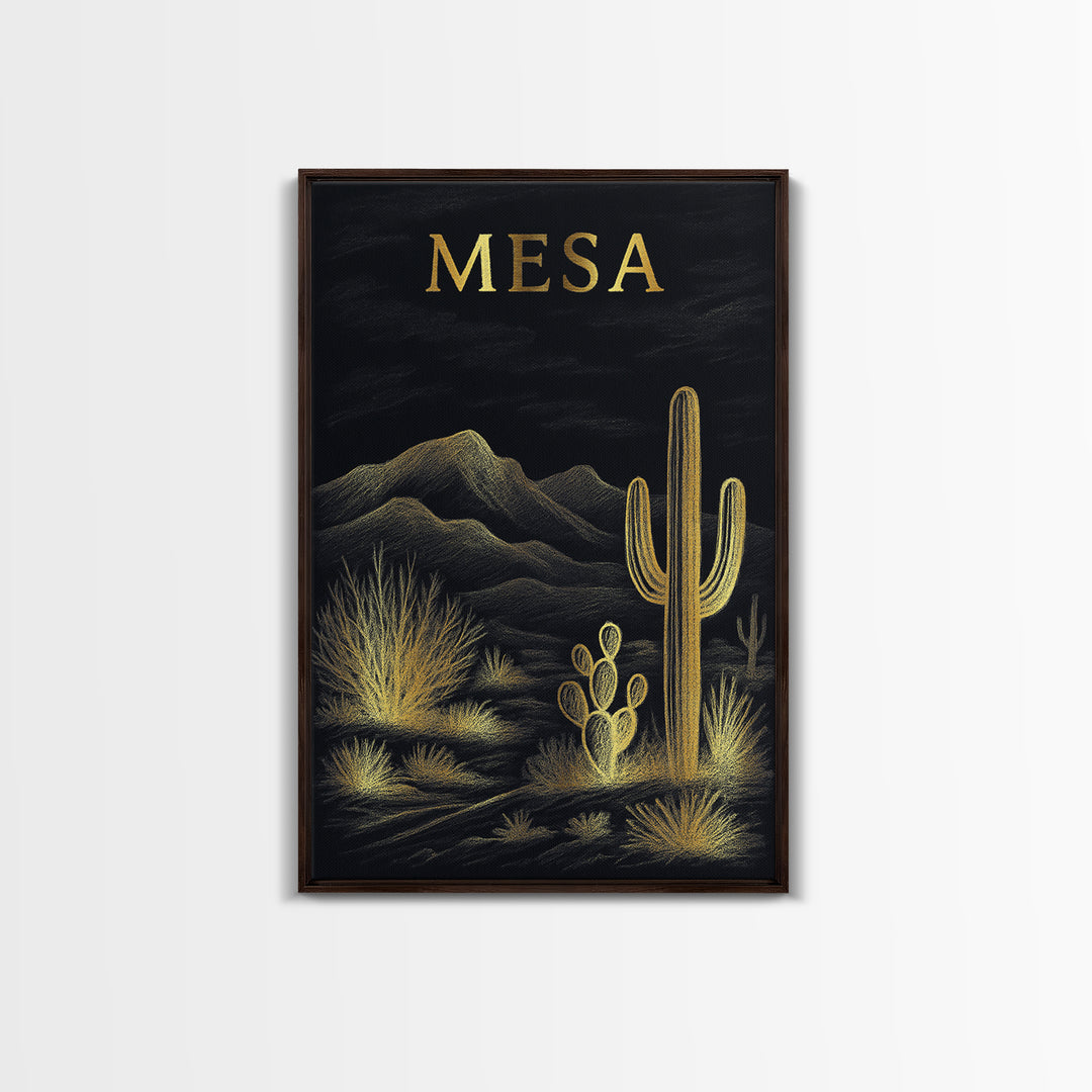 Mesa Arizona Travel Poster, Canvas Print, Dark Background Poster Art, Mesa Art Print, Travel Wall Art, Travel Wall Decor, Wall Decor