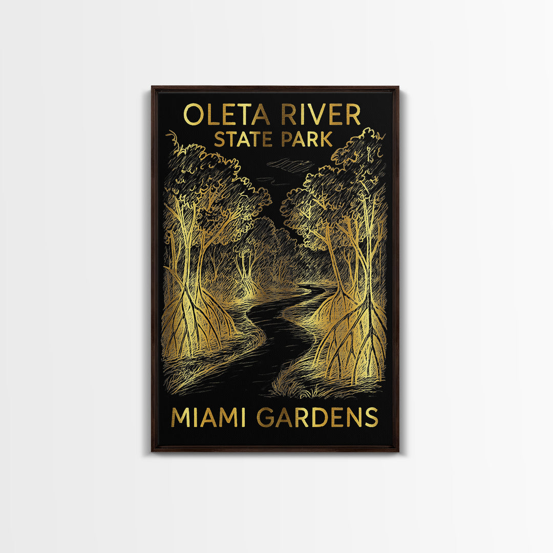 Miami Gardens Travel Poster, Canvas Print, Gold Sketch Wall Art, Miami Gardens Travel Art, City Travel Prints, Retro Travel Print