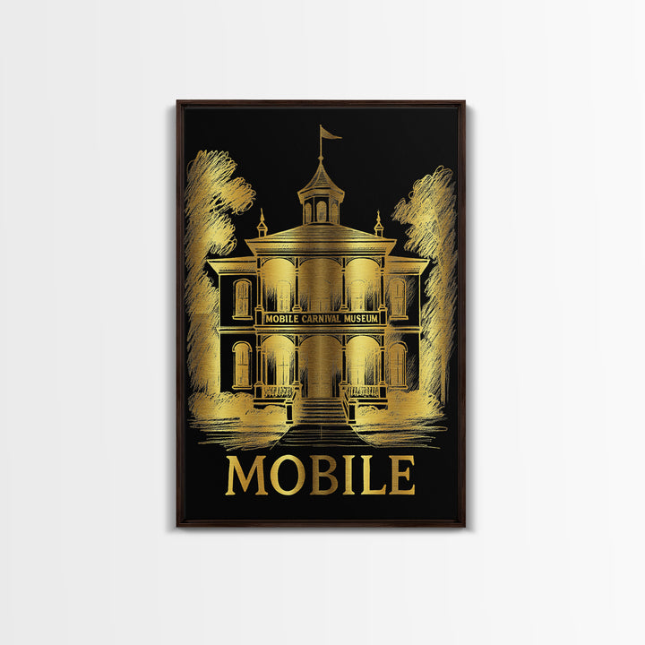 Mobile Travel Poster, Canvas Print, Dark Background Poster Art, Mobile Art Print, Travel Wall Decor, Gift For Travelers, City Travel Prints