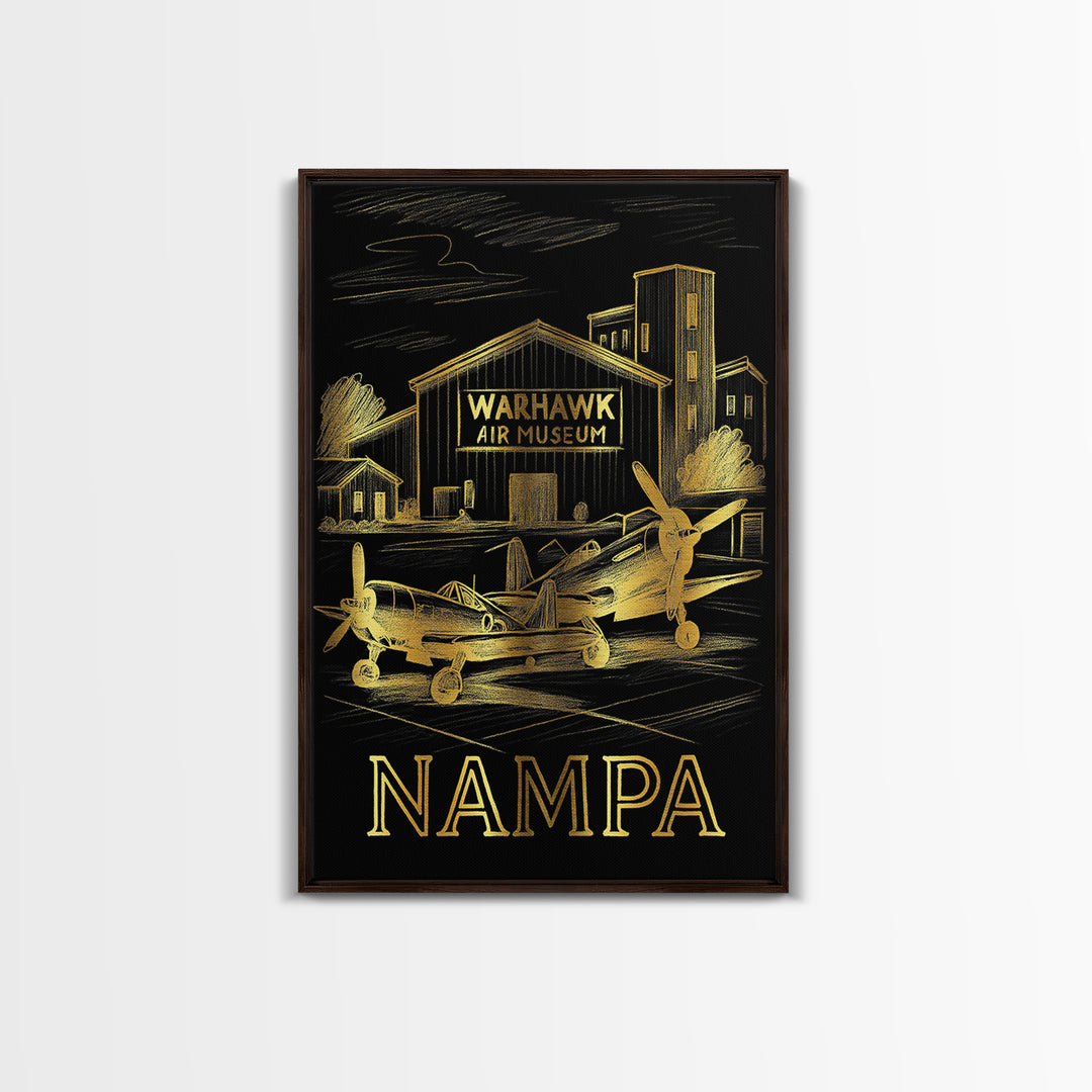 Nampa Travel Poster, Framed Canvas Print, Gold Sketch Wall Art, Nampa Travel Art, Modern Wall Decor, Travel Wall Decor, Travel Wall Art