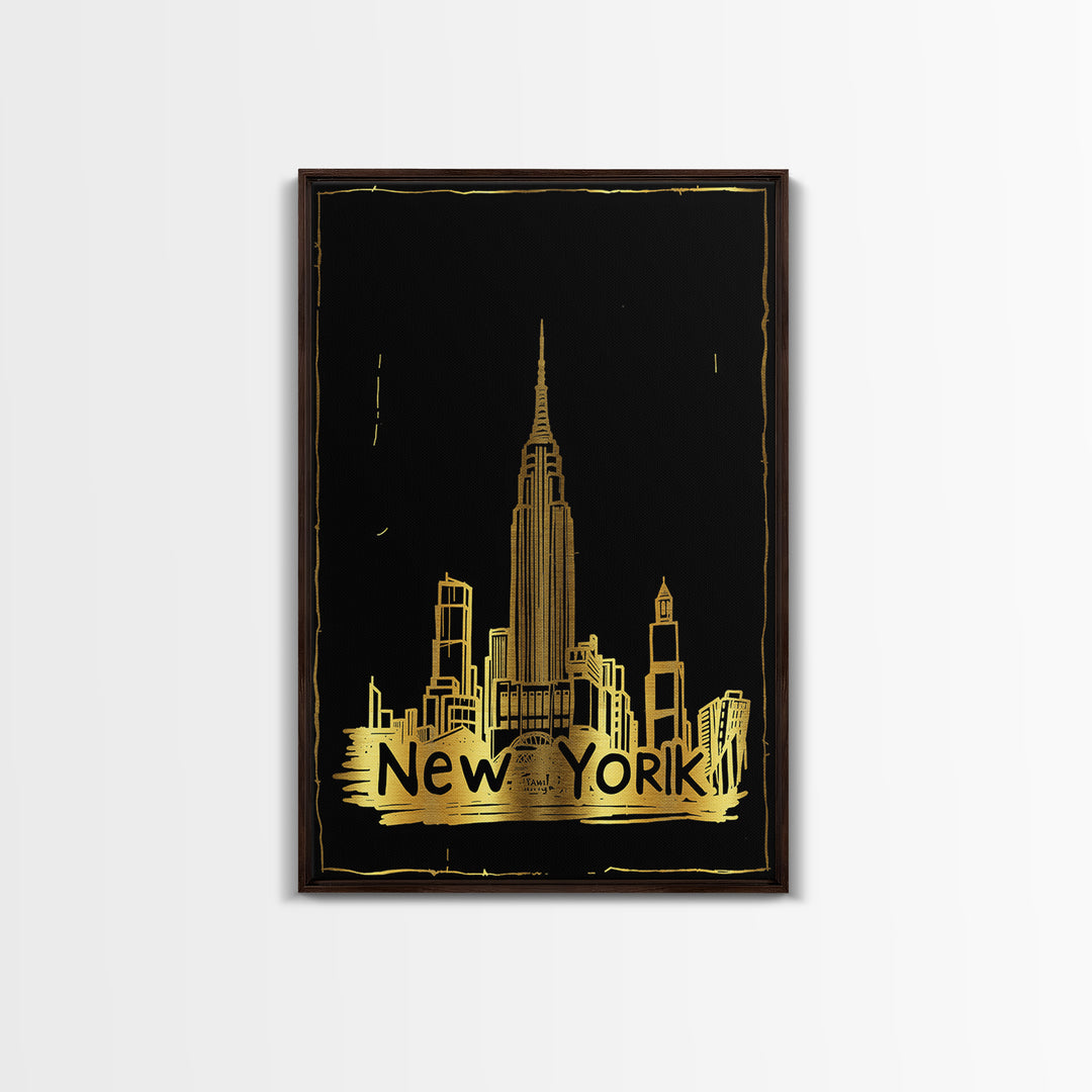 New York City New York Travel Poster, Canvas Print, Dark Background Poster Art, New York Poster Print, Wall Art, Wanderlust Decor