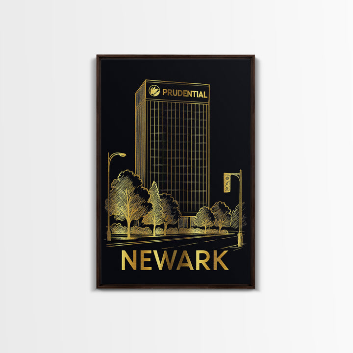 Newark New Jersey Travel Poster, Canvas Print, Elegant Gold City Art, Newark City Art, Vintage City Art, Retro Travel Print