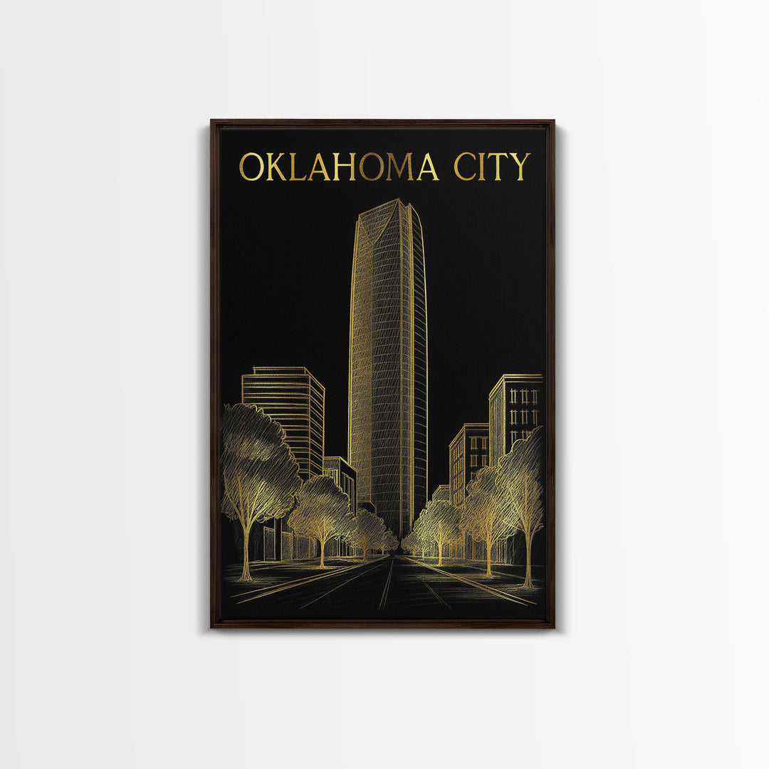 Oklahoma Travel Poster, Canvas Print, Gold Sketch Wall Art, Oklahoma Poster Print, Travel Poster Set, Fine Art Print, Gift For Travelers