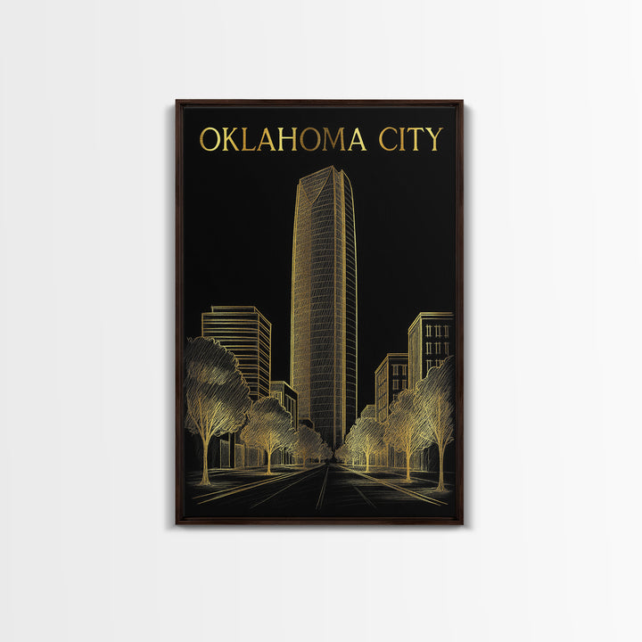 Oklahoma Travel Poster, Canvas Print, Gold Sketch Wall Art, Oklahoma Poster Print, Travel Poster Set, Fine Art Print, Gift For Travelers