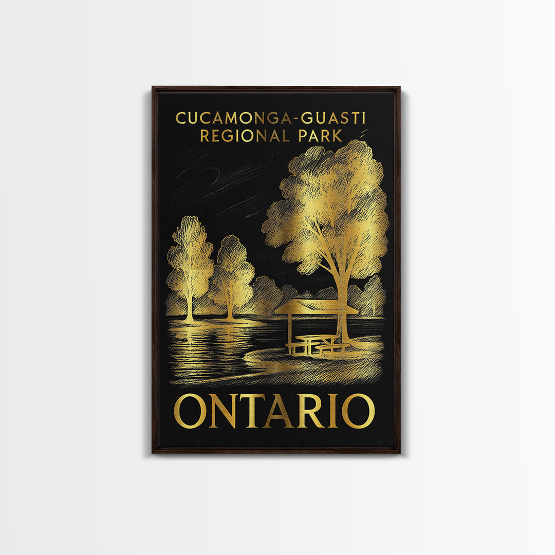Ontario Travel Poster, Framed Canvas Print, Elegant Gold City Art, Ontario Travel Art, Vintage City Art, Vintage Travel Art, Poster Art