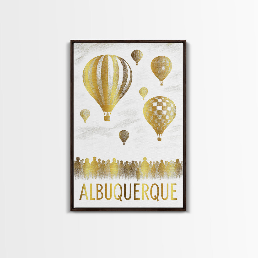 Albuquerque Travel Poster, Framed Canvas Print, Gold Line Drawing Wall Art, Albuquerque Art Print, Travel Poster Art, Wanderlust Decor