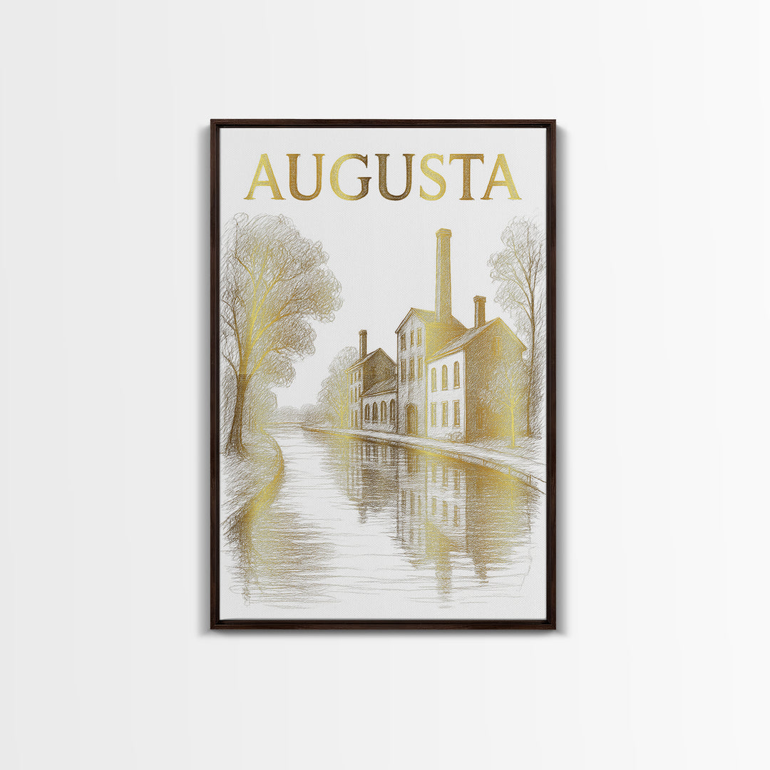 Augusta Georgia Travel Poster, Framed Canvas Print, Elegant City Illustration, Augusta Art Print, Vintage City Poster, Travel Poster Set