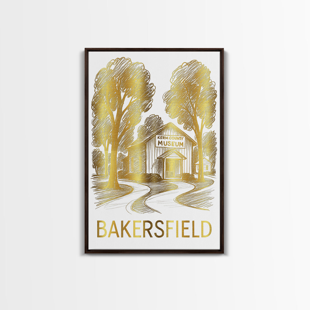 Bakersfield Travel Poster, Framed Canvas Print, Minimalist Poster Art, Bakersfield Art Print, Travel Wall Art, Wanderlust Decor