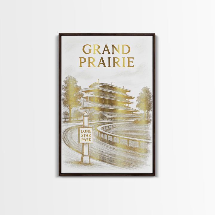 Grand Prairie Texas Travel Poster, Canvas Print, Gold Line Drawing Wall Art, Grand Prairie Poster Print, Wall Art, Vintage City Poster