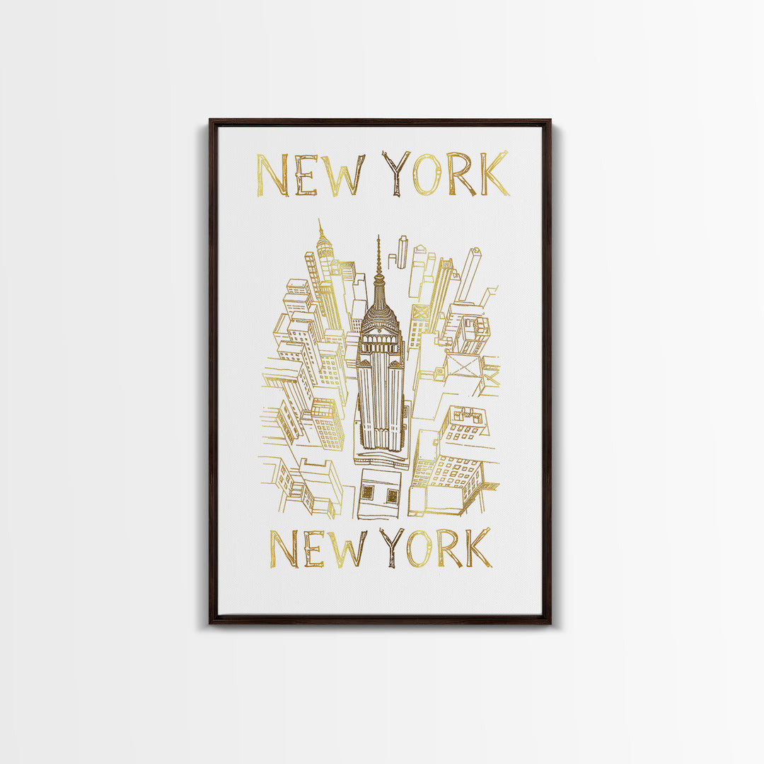 New York Travel Poster, Canvas Print, Elegant City Illustration, New York Art Print, Living Room Wall Art, Travel Wall Art, Art Print