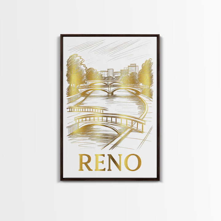 Reno Travel Poster, Framed Canvas Print, Minimalist Poster Art, Reno Poster Print, Vintage City Poster, Travel Poster Set, Travel Print
