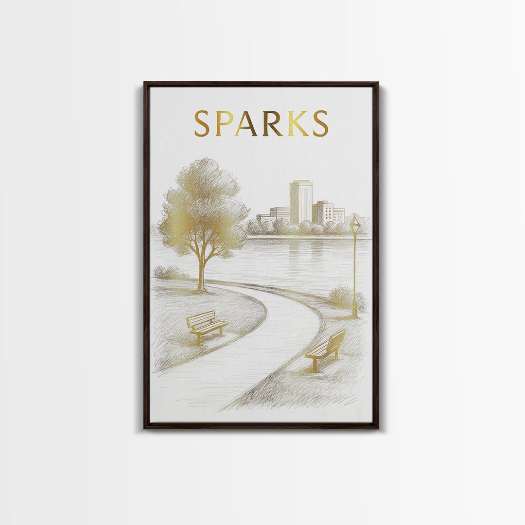 Sparks Nevada Travel Poster, Canvas Print, Elegant City Illustration, Sparks City Art, Travel Art Print, Retro Travel Print, Home Decor