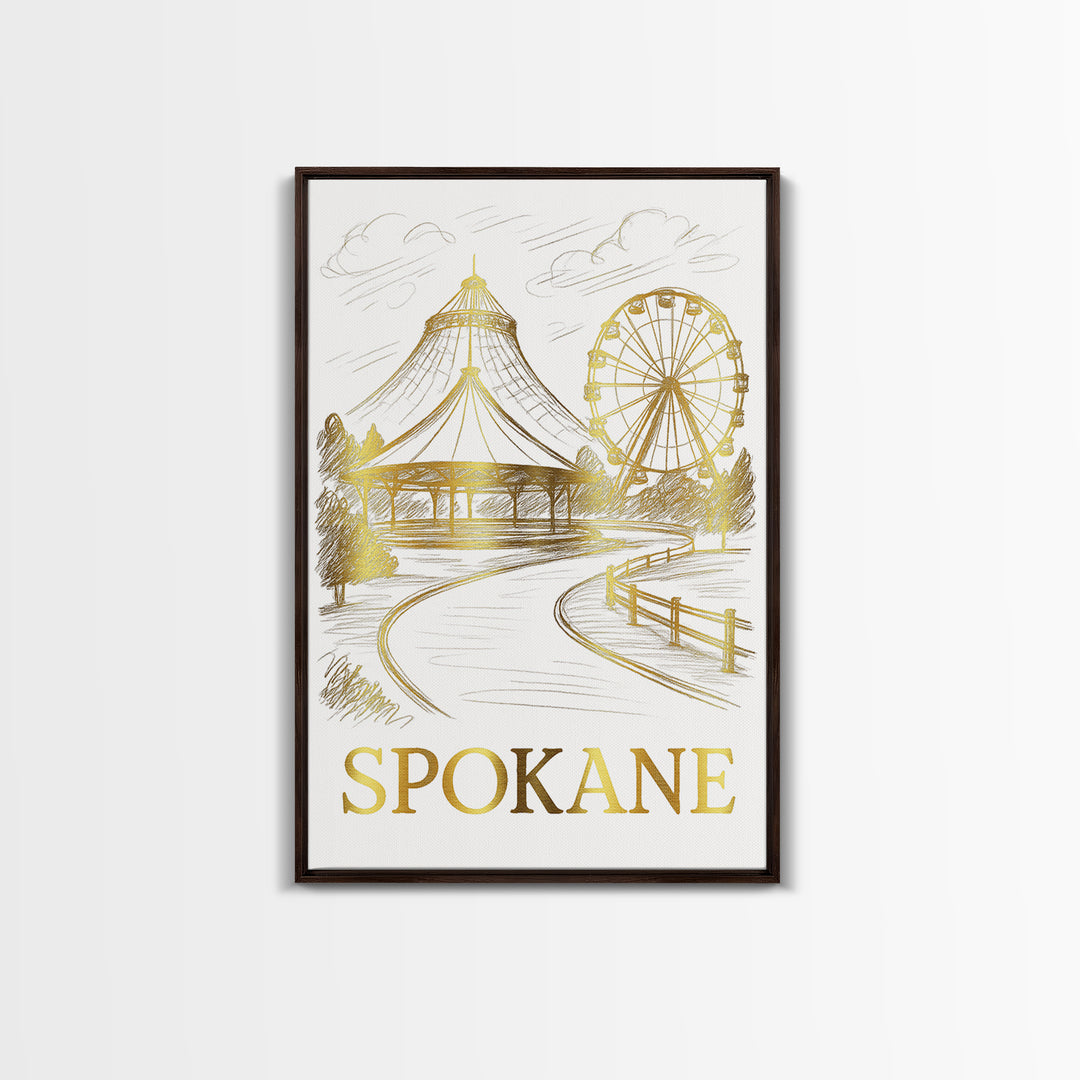 Spokane Travel Poster, Canvas Print, Minimalist Poster Art, Spokane Wall Art, Living Room Wall Art, Retro Travel Print, Vintage City Poster