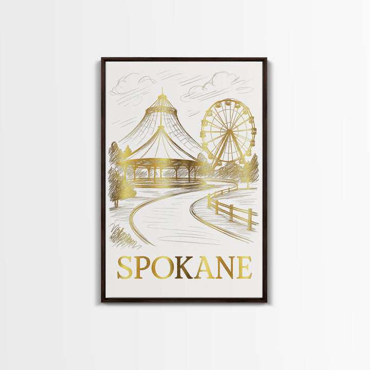 Spokane Travel Poster, Canvas Print, Minimalist Poster Art, Spokane Wall Art, Living Room Wall Art, Retro Travel Print, Vintage City Poster