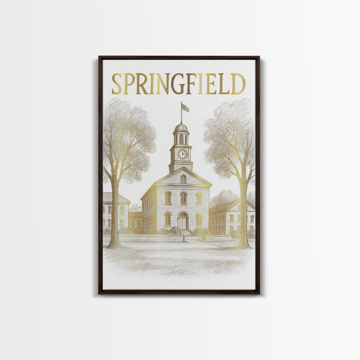 Springfield Travel Poster, Framed Canvas Print, Minimalist Poster Art, Springfield Poster Print, Travel Art Print, Travel Poster Set