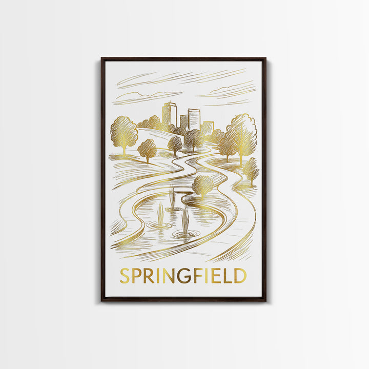 Springfield Travel Poster, Framed Canvas Print, Elegant City Illustration, Springfield City Art, Vintage Travel Art, Travel Poster Set