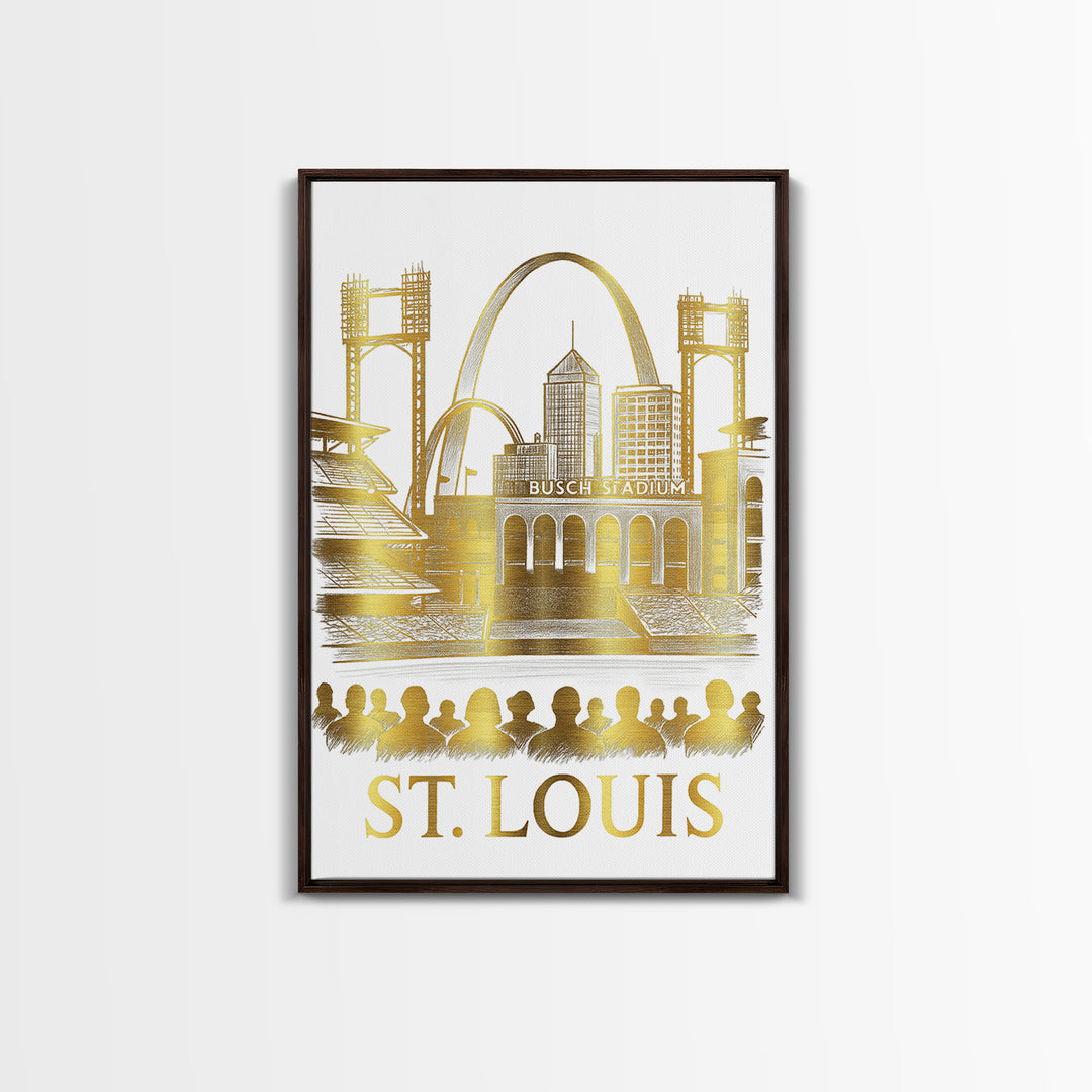 St Louis Travel Poster, Canvas Print, Gold Line Drawing Wall Art, St Louis Art Print, Travel Poster Set, Travel Art Print, Fine Art Print