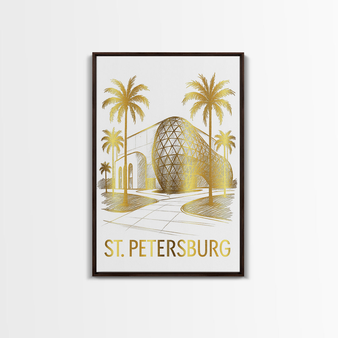St Petersburg Travel Poster, Canvas Print, White And Gold Sketch Art, St Petersburg Art Print, City Illustration, Travel Wall Decor
