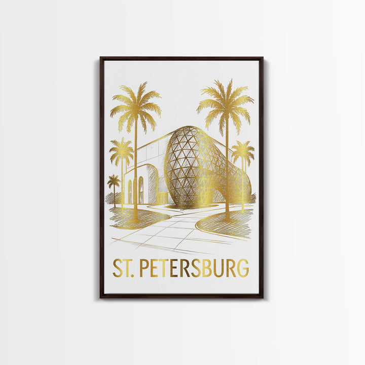 St Petersburg Travel Poster, Canvas Print, White And Gold Sketch Art, St Petersburg Art Print, City Illustration, Travel Wall Decor