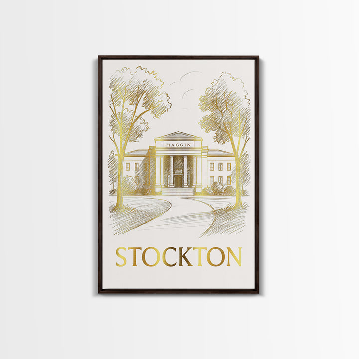 Stockton Travel Poster, Canvas Print, Elegant City Illustration, Stockton Wall Art, Vintage Travel Print, Travel Art Print, City Art Print