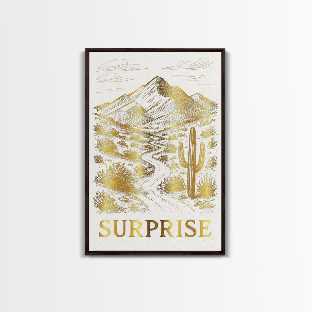 Surprise Travel Poster, Canvas Print, Elegant City Illustration, Surprise City Art, Retro Travel Print, Watercolor Cityscape, Wall Art