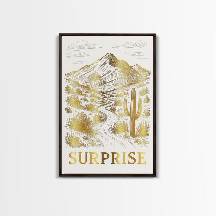 Surprise Travel Poster, Canvas Print, Elegant City Illustration, Surprise City Art, Retro Travel Print, Watercolor Cityscape, Wall Art