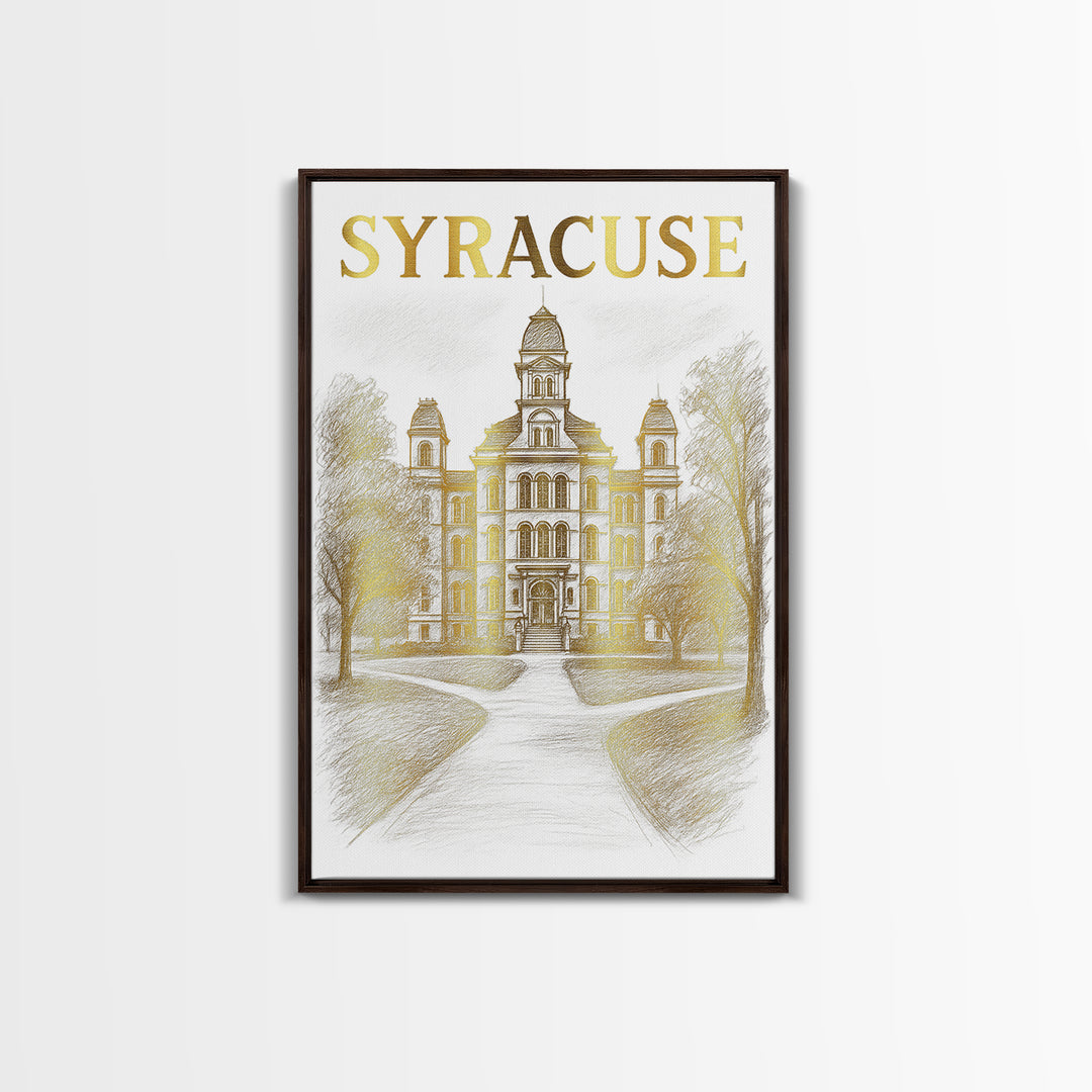 Syracuse New York Travel Poster, Framed Canvas Print, Elegant City Illustration, Syracuse Wall Art, Wanderlust Decor, Travel Poster Set