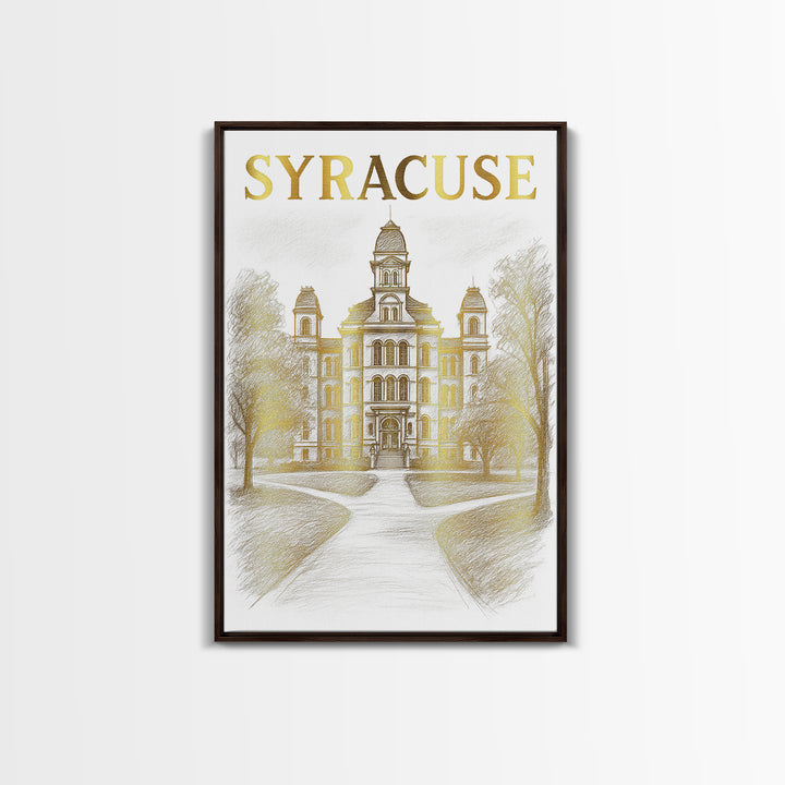 Syracuse New York Travel Poster, Framed Canvas Print, Elegant City Illustration, Syracuse Wall Art, Wanderlust Decor, Travel Poster Set