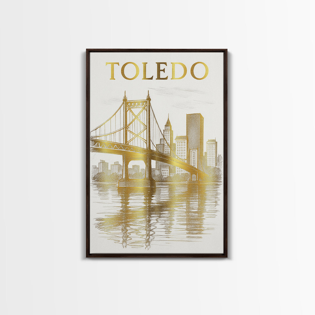 Toledo Ohio Travel Poster, Framed Canvas Print, Minimalist Poster Art, Toledo City Art, Vintage City Poster, City Travel Prints, City Poster